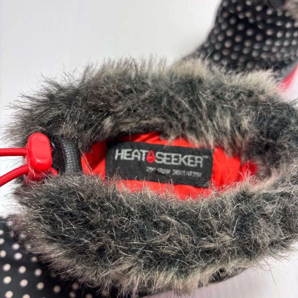 THE NORTH FACE Nuptse Polka Dot Faux Fur Trim Goose‎ Down Pullon Boots Girls 9